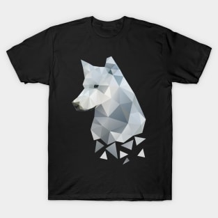 Dramabite Low-poly polygon grey wolf geometric minimal illustration T-Shirt